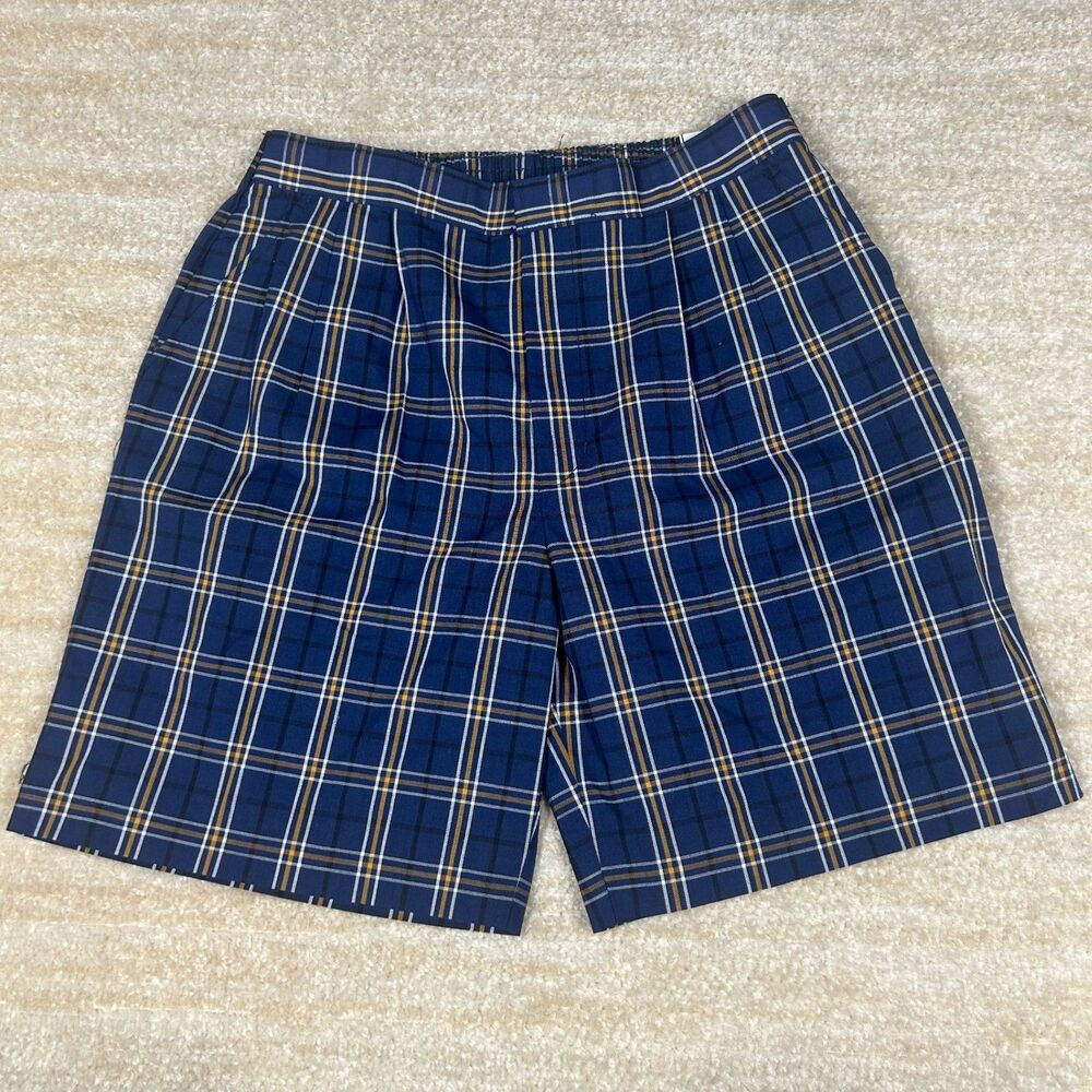 A+ School Apparel Girls 14H Plaid Blue Elastic Waist School Uniform Shorts
